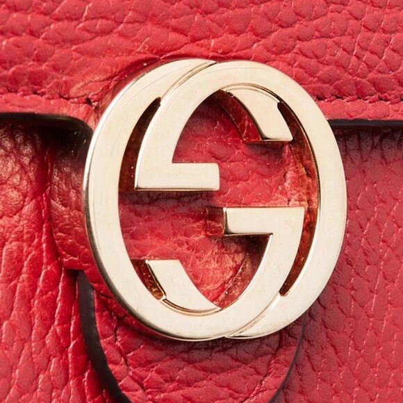 Gucci Red Leather Interlocking G Wallet On Chain Clutch Bag - Picture 6 of 10